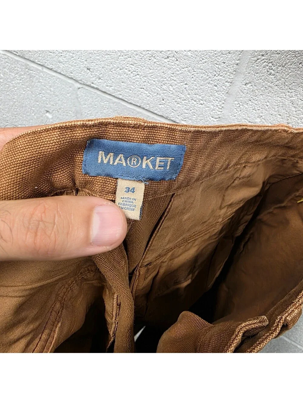 Market Design Studio Double Knee Pants Size 34x27 Brown Canvas Work Streetwear